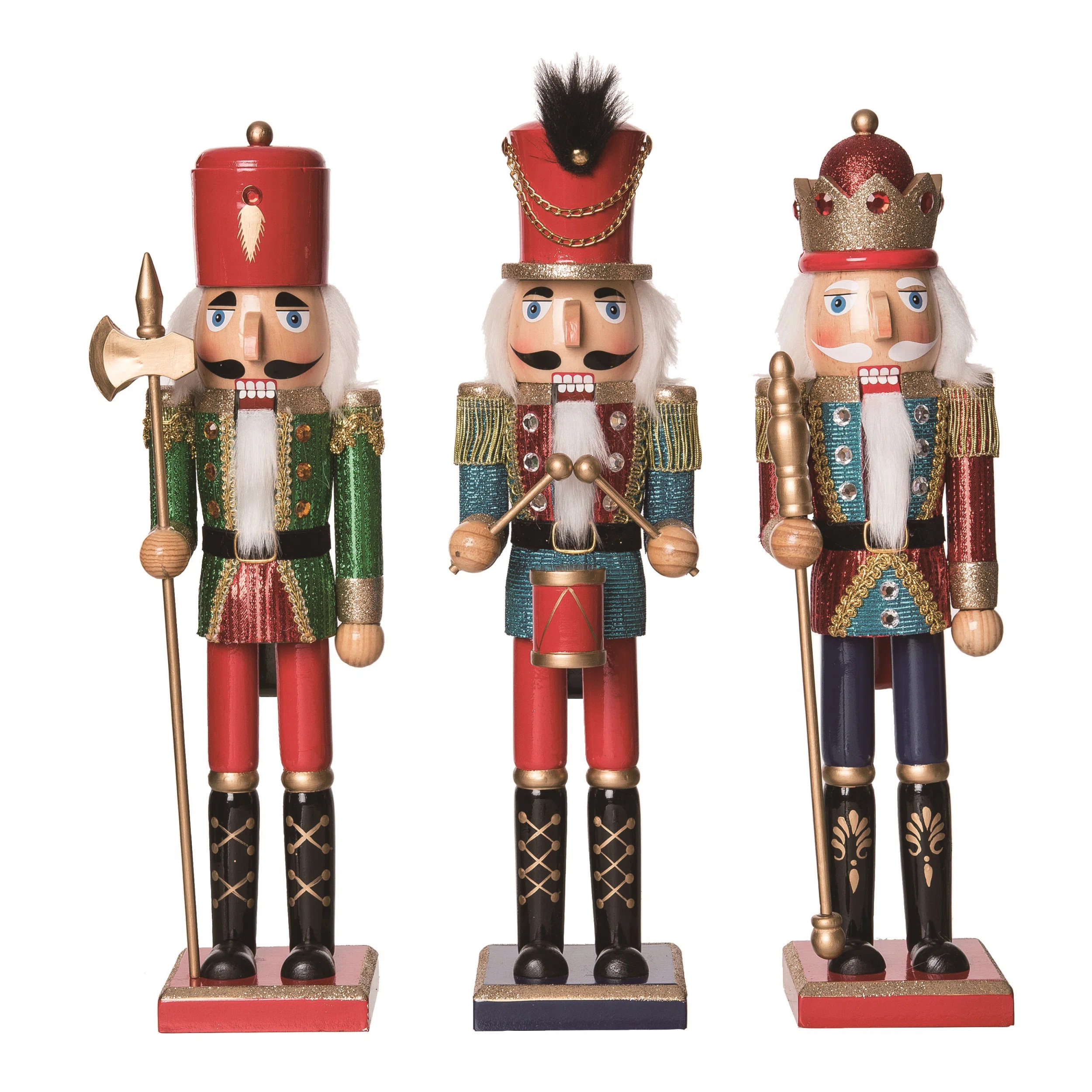 The Holiday Aisle®  Wood Glitz & Glam Nutcracker Set of 3 Christmas Home Decorations | Wayfair | Wayfair North America