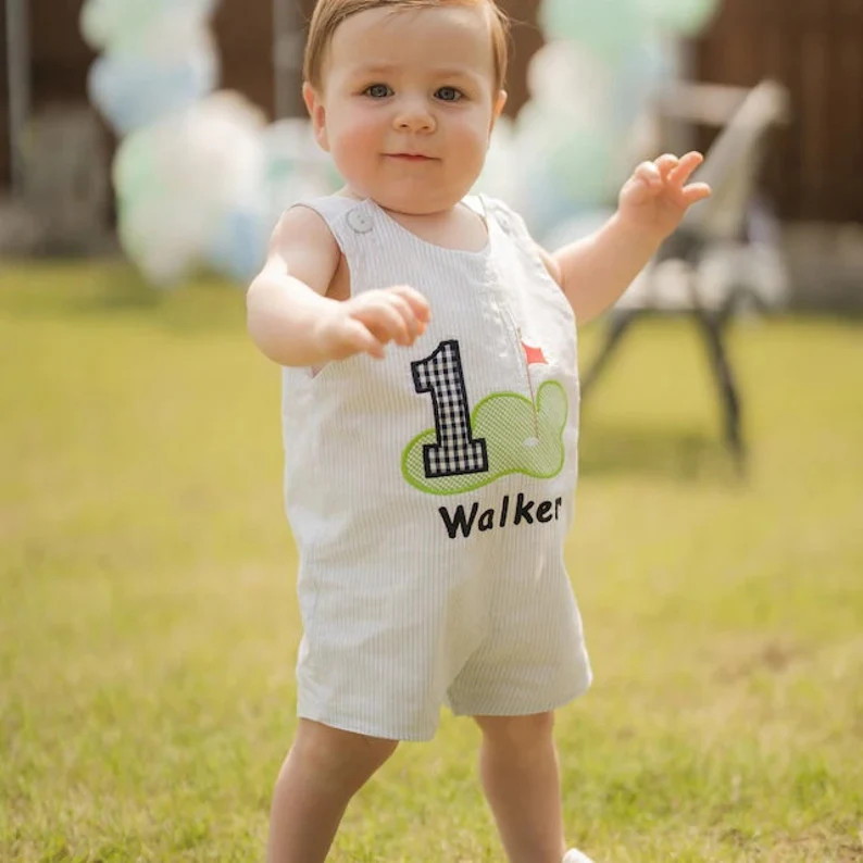 Golf First Birthday Outfit, Boy Shortall Longall, Birthday Romper, Matching Hat, Half, 1st, 2nd, ... | Etsy (US)