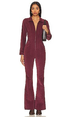 Free People Jayde Cord Flare Jumpsuit in Cordovan from Revolve.com | Revolve Clothing (Global)