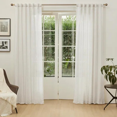 Linen Curtains For Living Room, Natural Semi Sheer Curtains & Drapes 84 Inches Length 2 Panels Set Farmhouse Country Boho Style Back Tab Draperies, 50 | Wayfair North America