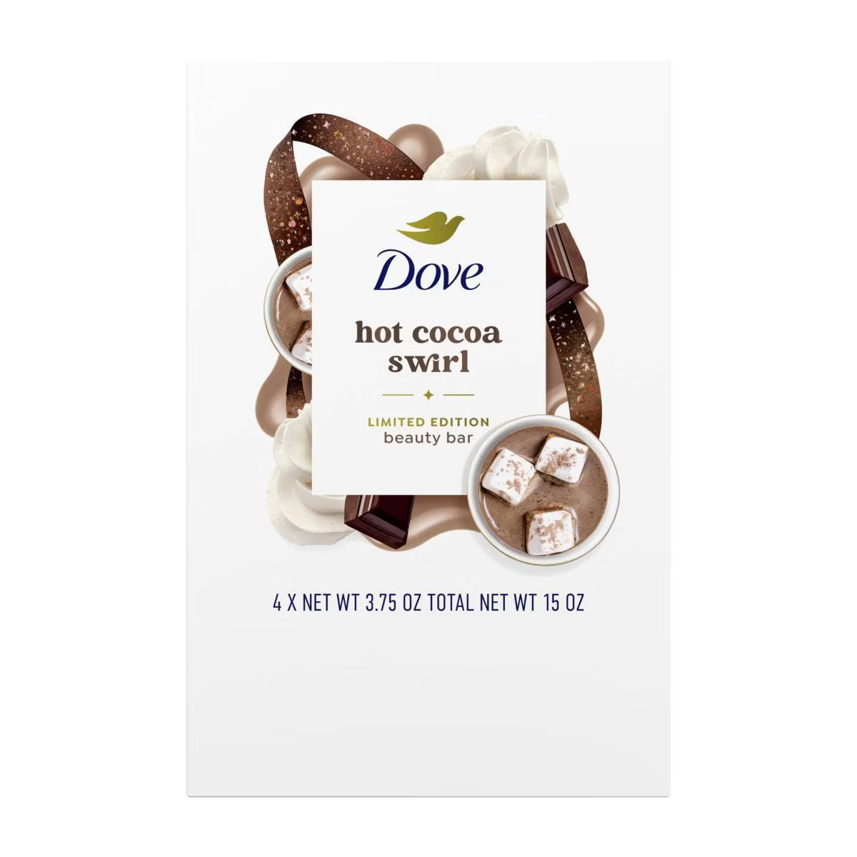 Dove Beauty Limited Edition Holiday Treat Bar Soaps - Hot Cocoa Swirl - 15oz/4pk | Target
