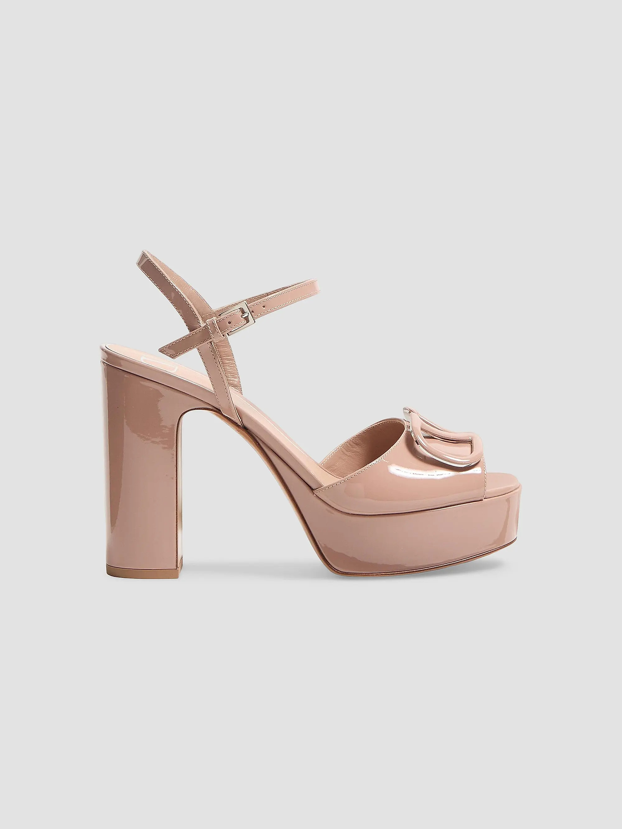 Valentino Garavani Vlogo 115MM Signature Platform Sandals in Patent Leather | Saks Fifth Avenue | Saks Fifth Avenue