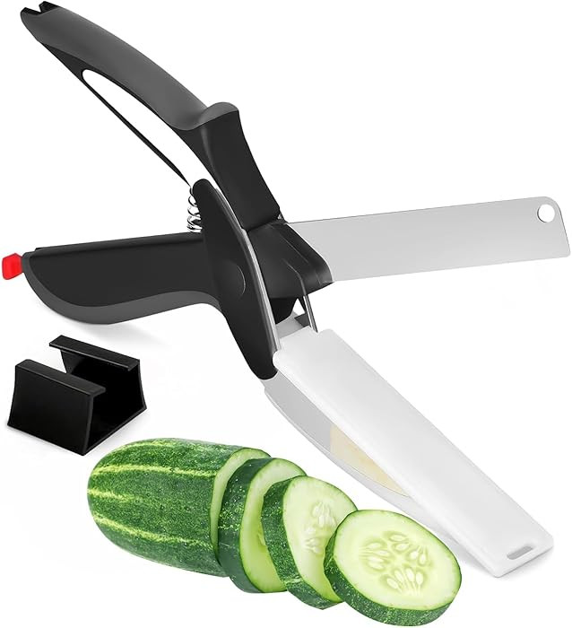 Cutting Board Scissors - 2 In 1 Stainless Steel Vegetable Scissors Cutting Board Knife, Dishwashe... | Amazon (US)