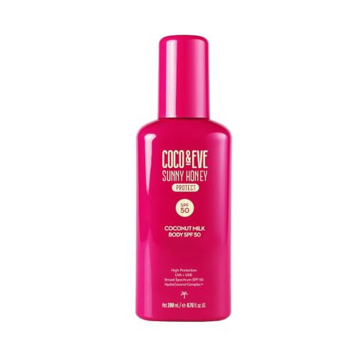 Coco & Eve Coconut Milk Body Sunscreen SPF 50 – Broad Spectrum UVA/UVB Sun Protection, Hydrating Daily Water-Based Lotion, Lightweight, Non-Greasy, Dermatologically Tested, 6.76 Fl Oz | Amazon (US)