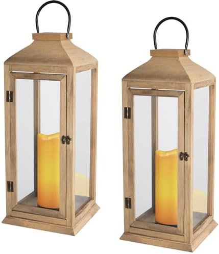Bdor 2 Pack Lanterns Decorative - 27.5in New Zealand Pine Lanterns Decorative with Flameless Pill... | Amazon (US)