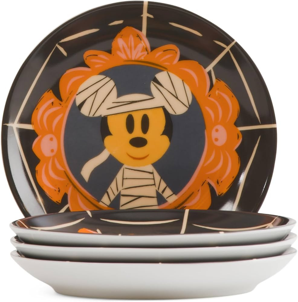 Disney Mickey & Friends Halloween Appetizer Plates, 6 Inch Ceramic, Set of 4, Haunted Frames Desi... | Amazon (US)
