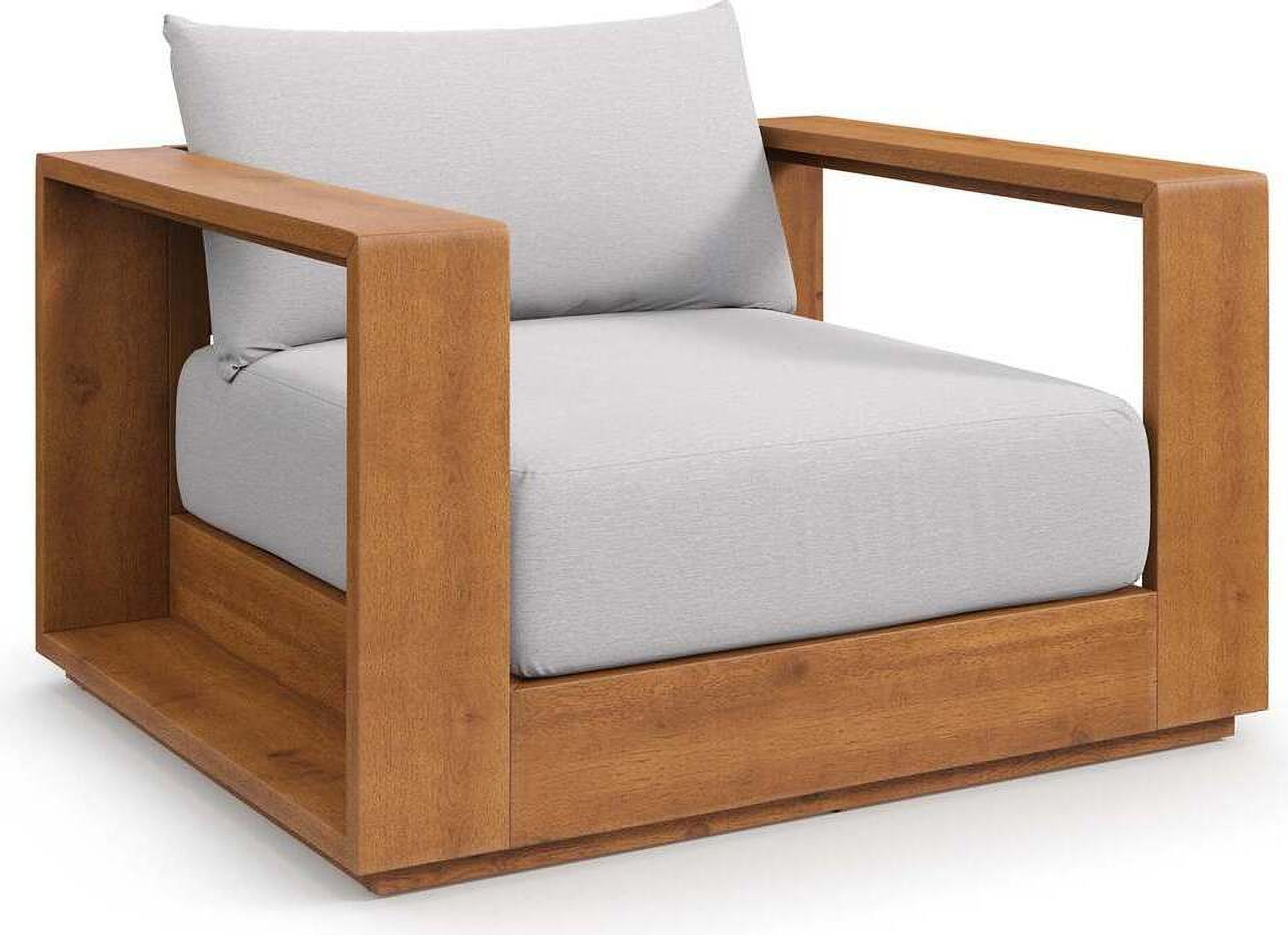 Tahoe Outdoor Patio Acacia Wood Chair In Natural and Light Grey | 1stopbedrooms