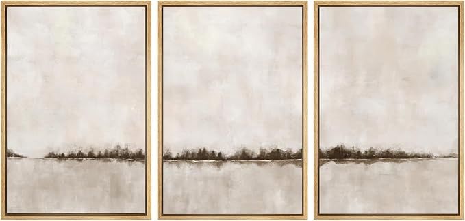 SIGNWIN Framed Canvas Print Wall Art Set Brown Tan Pastel Watercolor Grunge Landscape Abstract Sh... | Amazon (US)