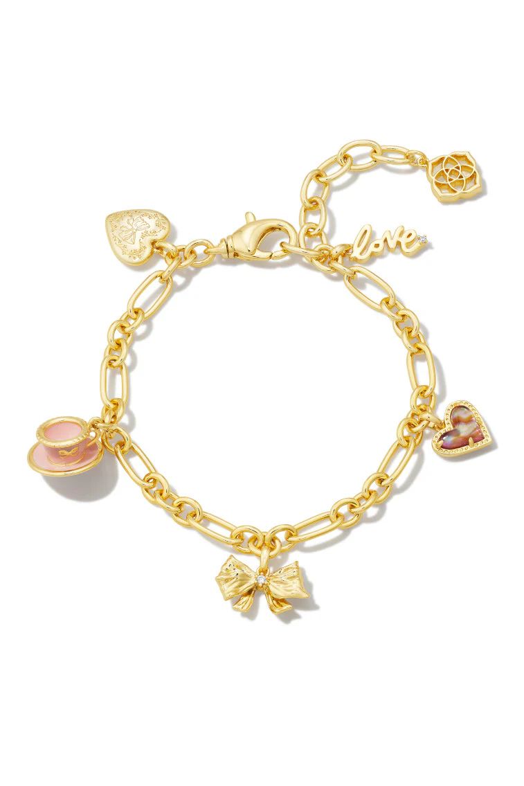 Kendra Scott x LoveShackFancy Gold Charm Bracelet in Pink Mix | LOVESHACKFANCY