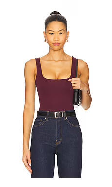 Good American Sculpting Modern Tank Bodysuit in Fig007 from Revolve.com | Revolve Clothing (Global)