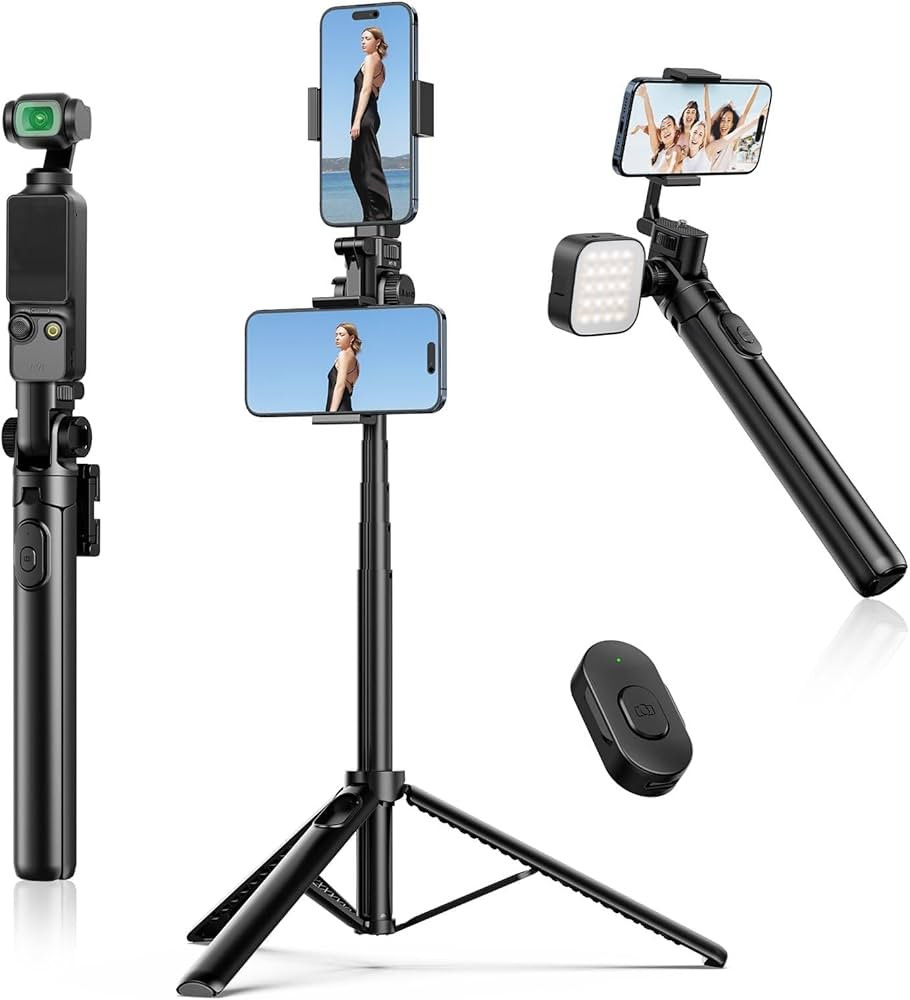 ULANZI MT-70 Extendable Tripod, 63" Selfie Stick Vlog Tripod Stand with 2 Phone Clips as Teleprom... | Amazon (US)