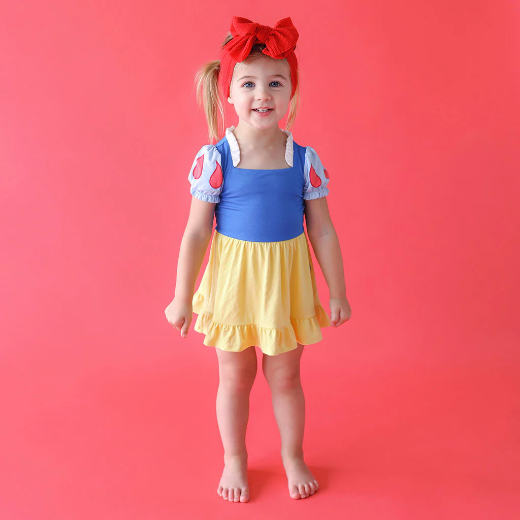 Disney Princess Blue Ruffled Baby Bodysuit Dress | Snow White | Posh Peanut