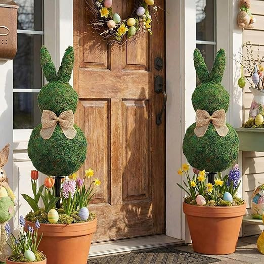 Geelin 23.6'' Easter Bunny Decorations Moss Bunny Shaped Topiary Trees with Ground Spike Artifici... | Amazon (US)