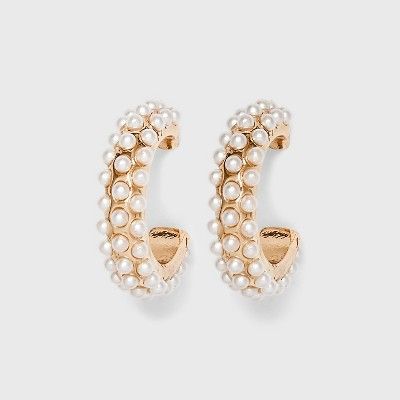 Pearl Hoop Earrings - A New Day™ Gold | Target