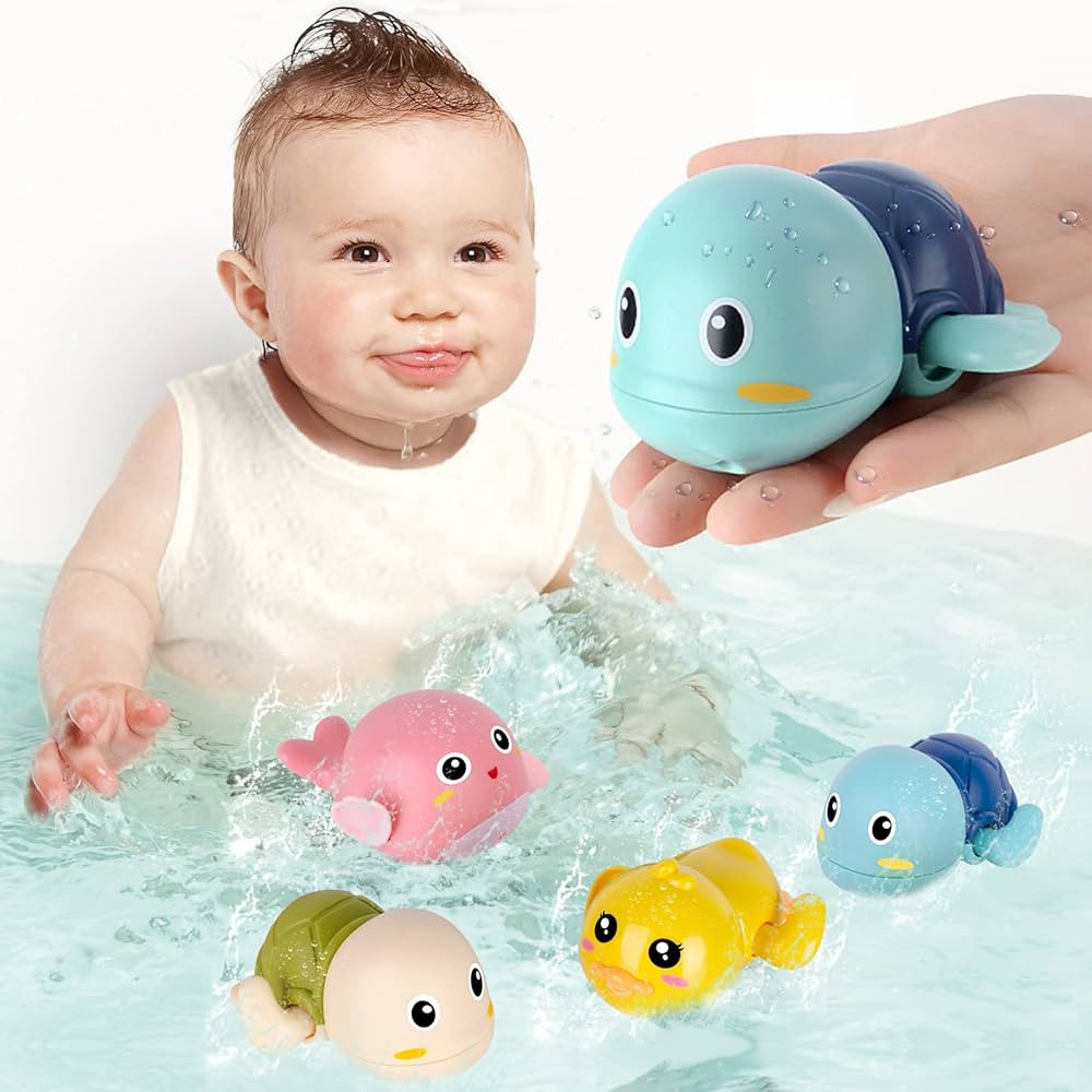 Bath Toys, 4 Pack Baby Bath Toys for Toddlers 1-3, Floating Wind-up Toys Swimming Pool Games Wate... | Amazon (US)