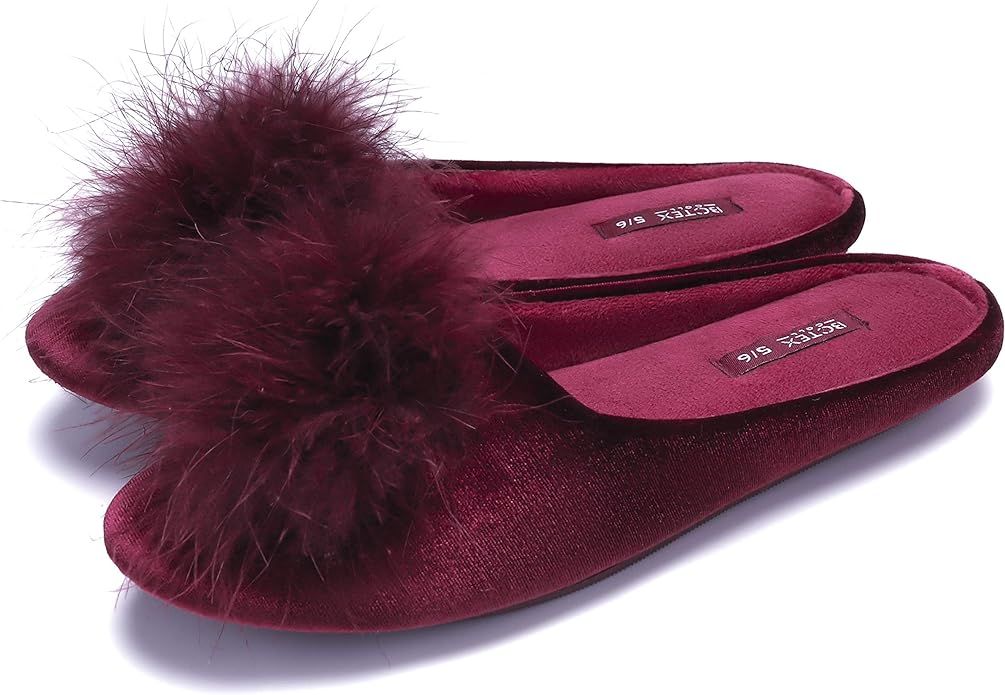 BCTEX COLL Women's Cozy Velvet Memory Foam House Slipper, Ladies Fuzzy Bedroom Slipper Non-slip S... | Amazon (US)