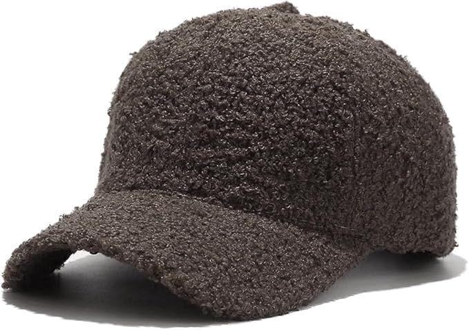 Avilego Winter Baseball Cap for Women Lamb Wool Solid Color Warm Baseball Cap for Outdoor Travel | Amazon (US)