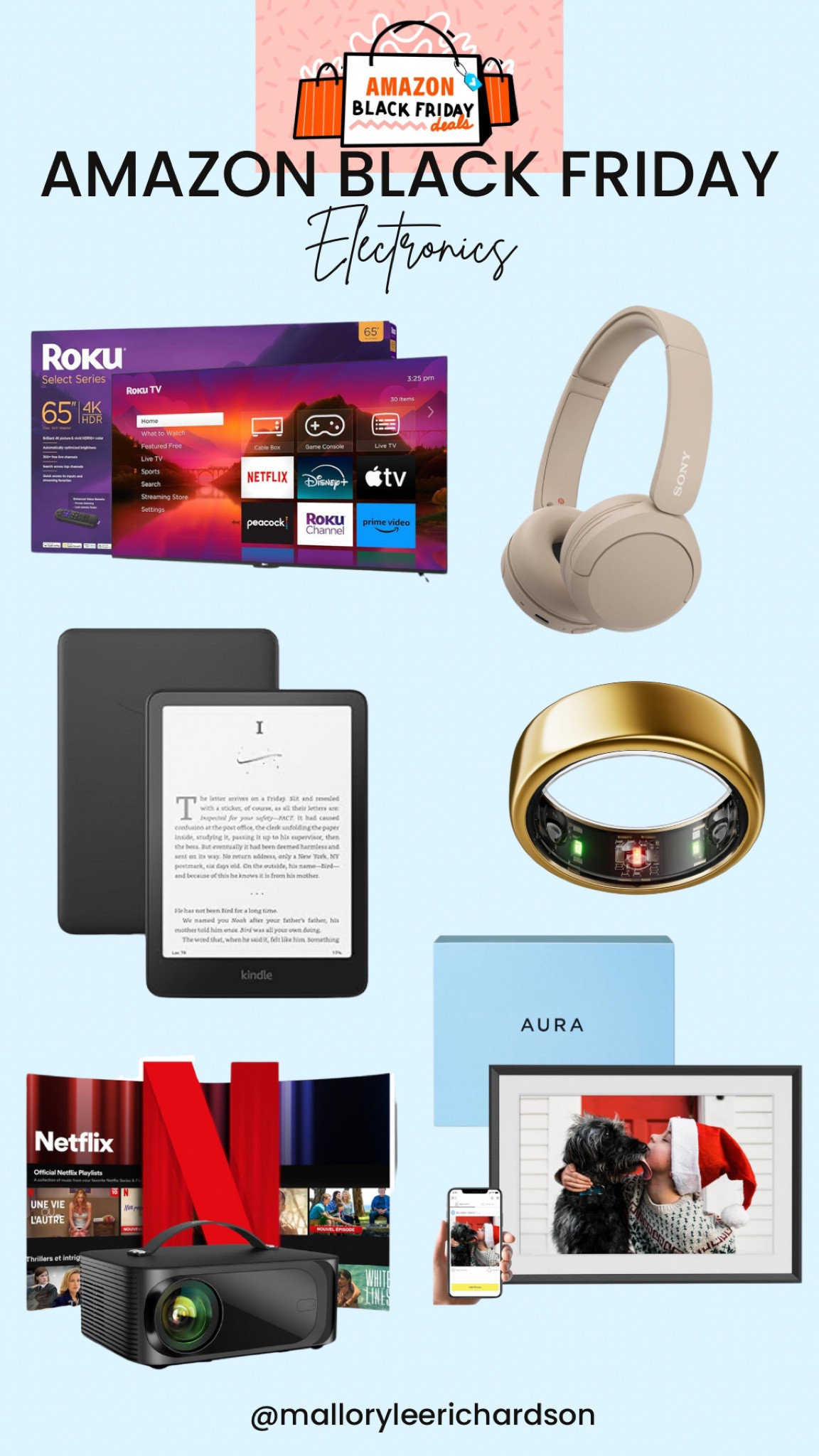 Electronics on sale with Black Friday Deals! Find more on my Amazon Storefront! 
kindle paperwhite, oura ring, roku flat screen, projector, sony headphones, electronics, sale

#LTKSaleAlert #LTKCyberWeek