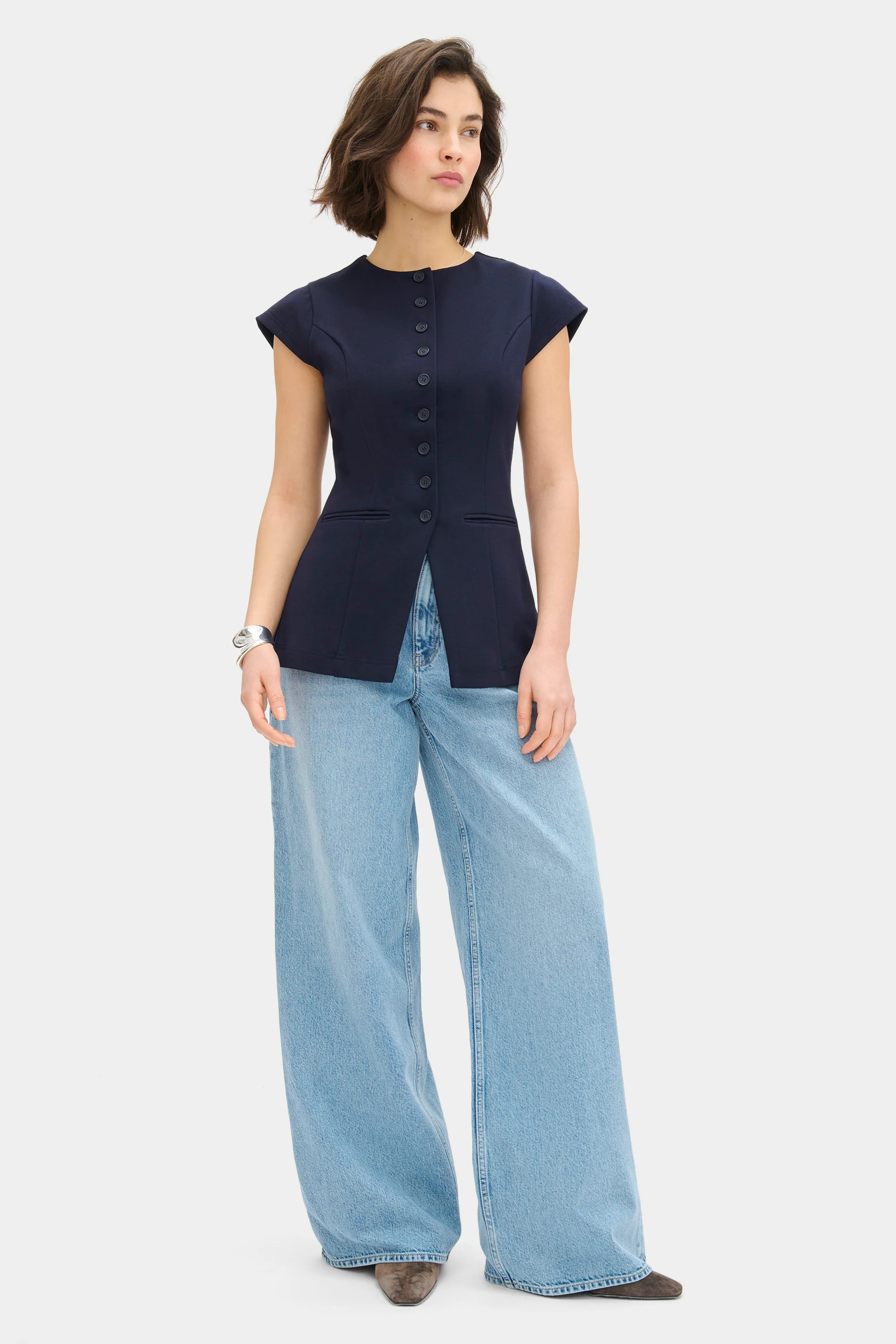 ALIGNE Fitted Ponte Top - Navy | Ariel | ALIGNE USA