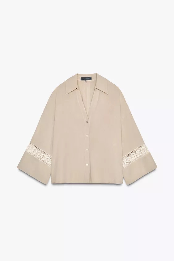 SHIRT WITH EMBROIDERED SLEEVES | Zara US
