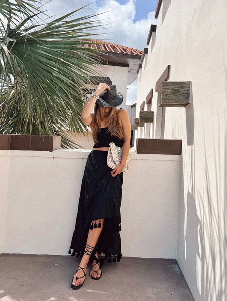 New black boho two piece set. Tassel skirt outfit. Use code: ASHLEY25 for 25% off! 

Coastal cowgirl outfit 
Boho beach style 
Resort style 
Vacation outfit 

#LTKSeasonal #LTKstyletip #LTKunder100