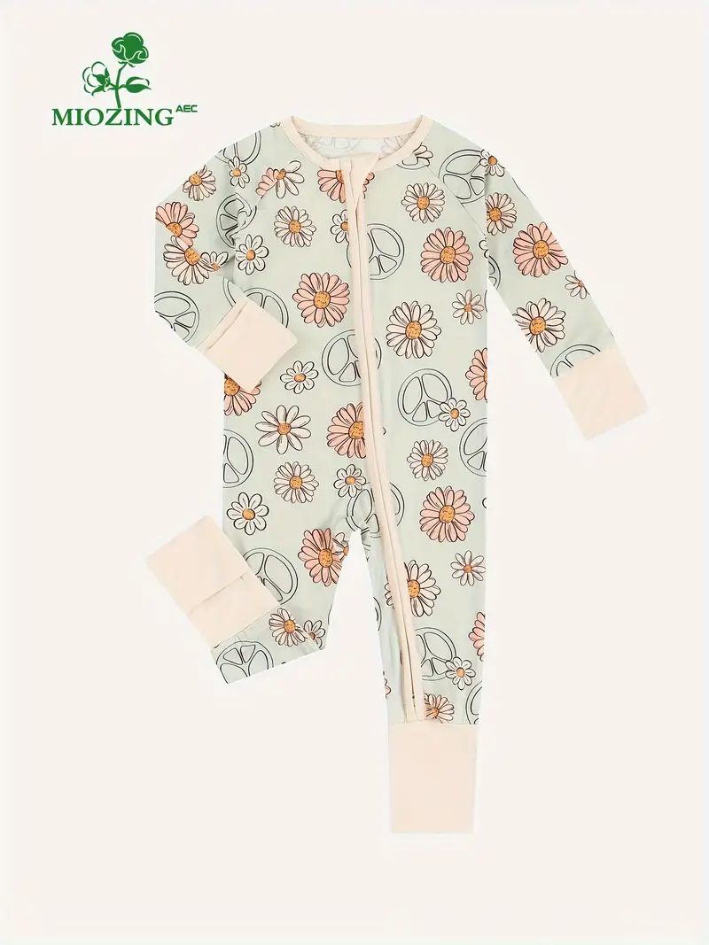 MIOZING Bamboo Fiber Bodysuit For Infants, Chrysanthemum Pattern Long Sleeve Onesie, Baby Girl's ... | Temu Affiliate Program
