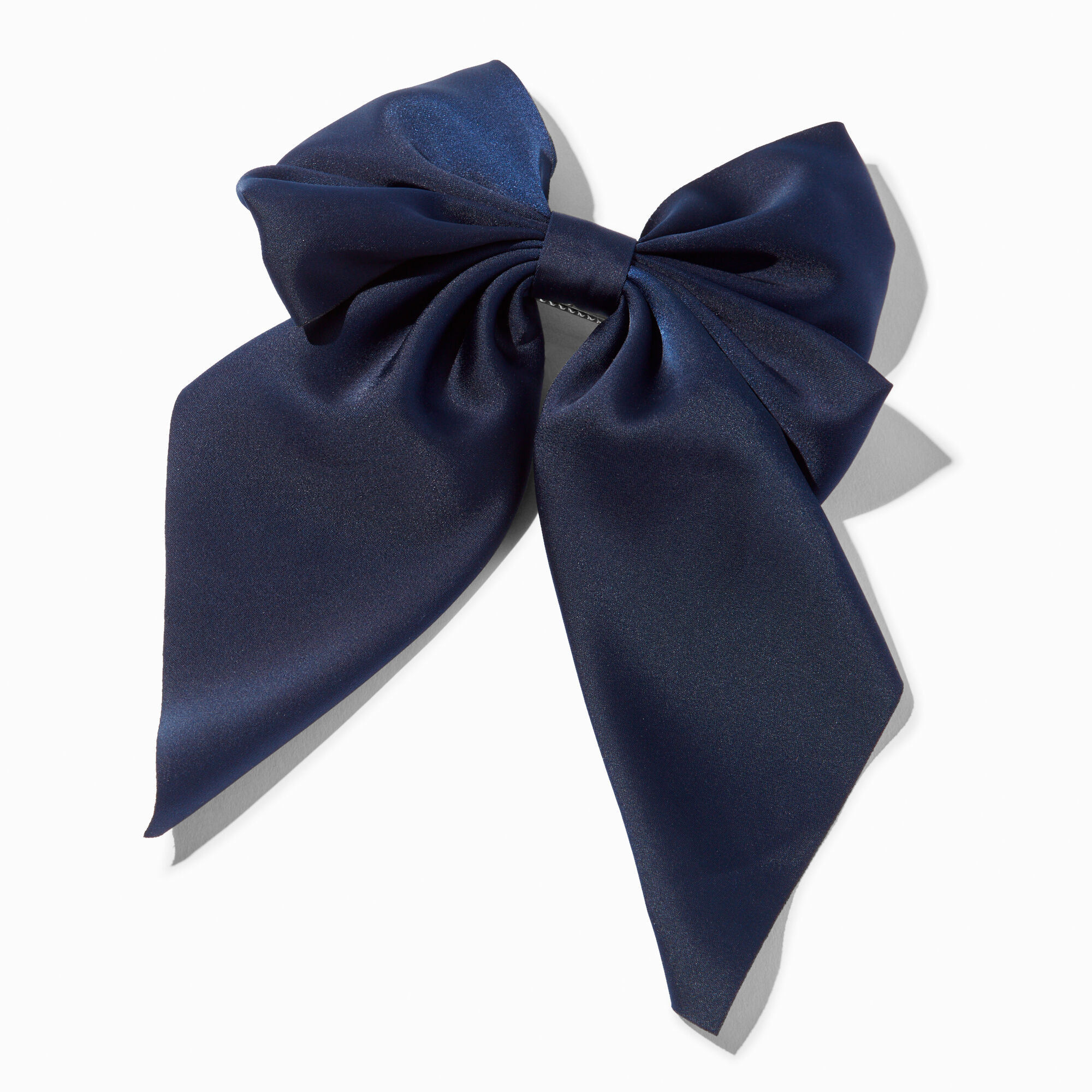 Navy Blue Satin Bow Barrette Hair Clip | Claire's (US)