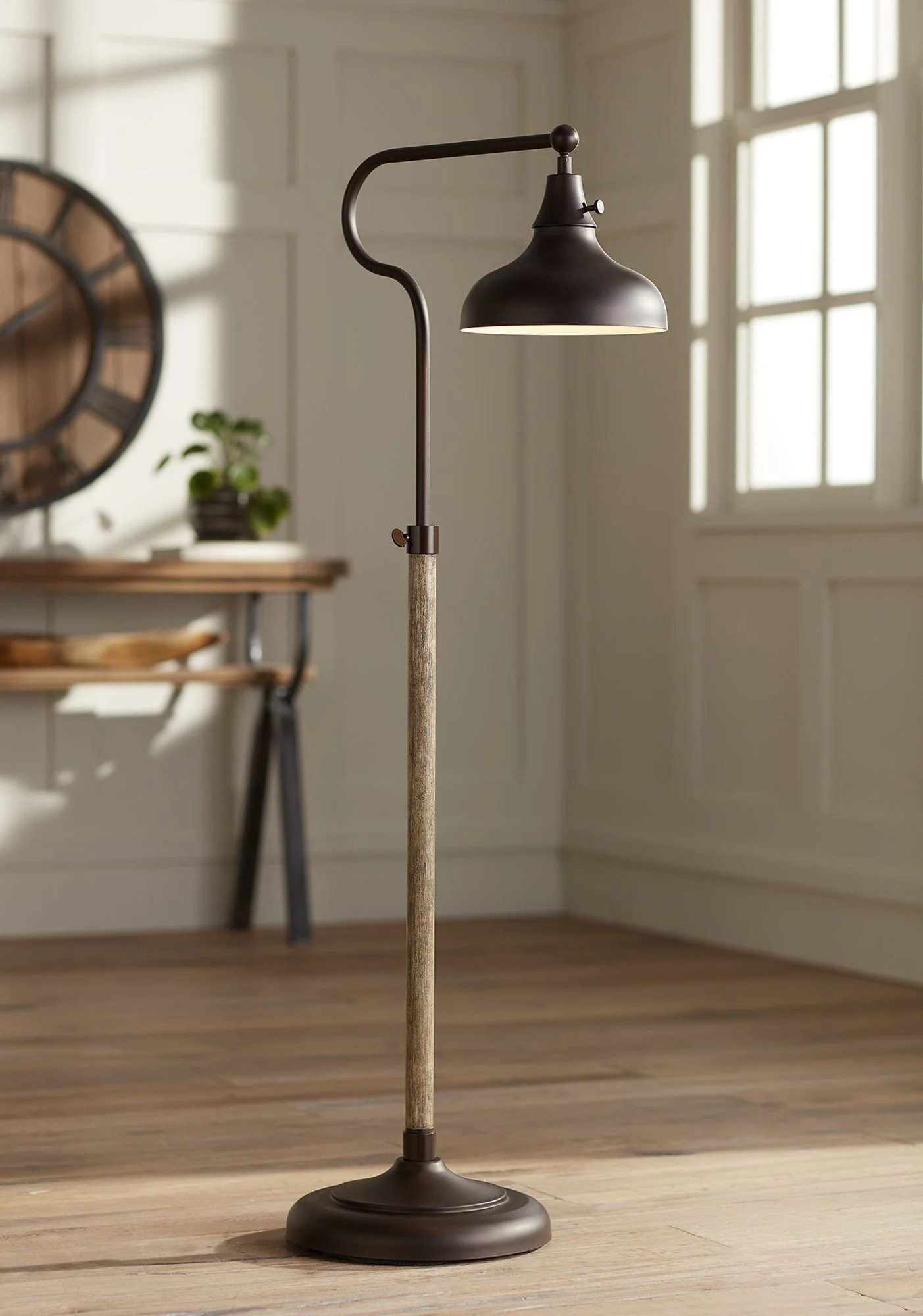 Franklin Iron Works Rustic Farmhouse Pharmacy Floor Lamp Downbridge Bronze Faux Wood Adjustable H... | Walmart (US)