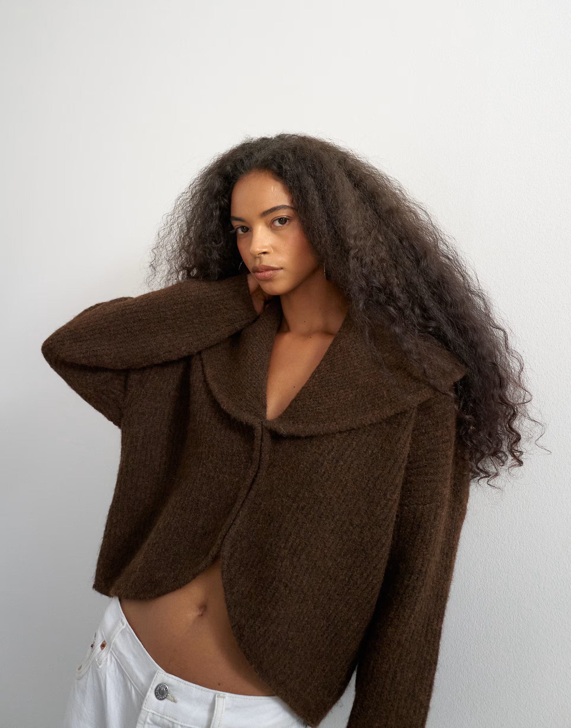 Topshop knit shawl collar cardigan in pecan | ASOS (Global)
