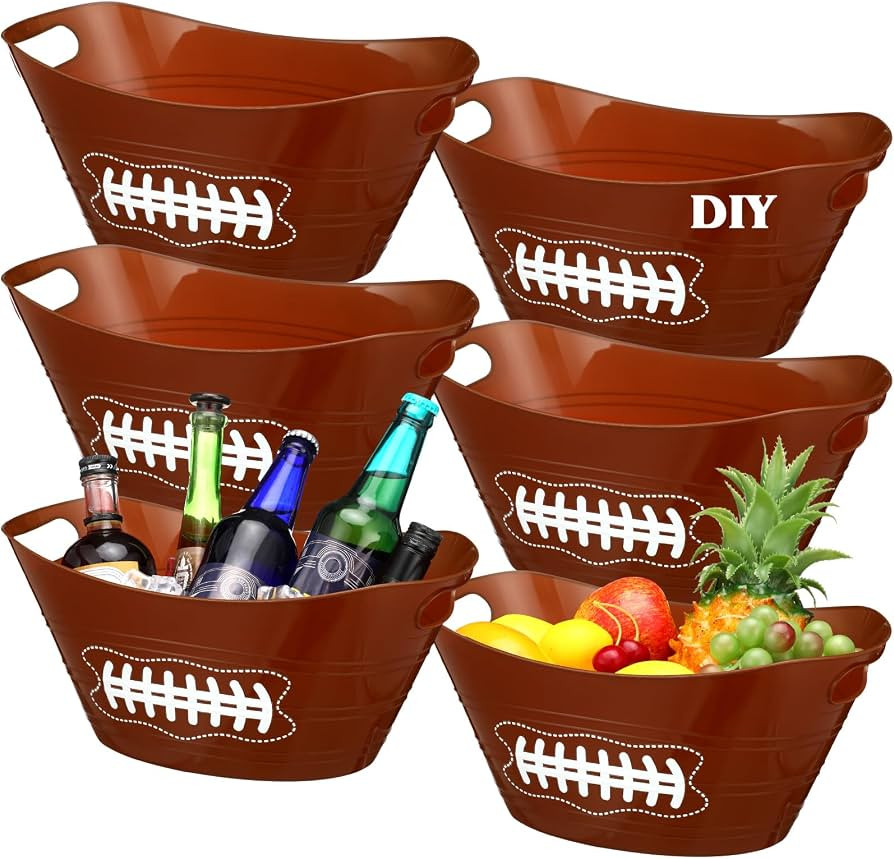 Teenyyou 6 Pcs Football Ice Bucket Plastic Cooler 4.5l Football Party Decor | Amazon (US)