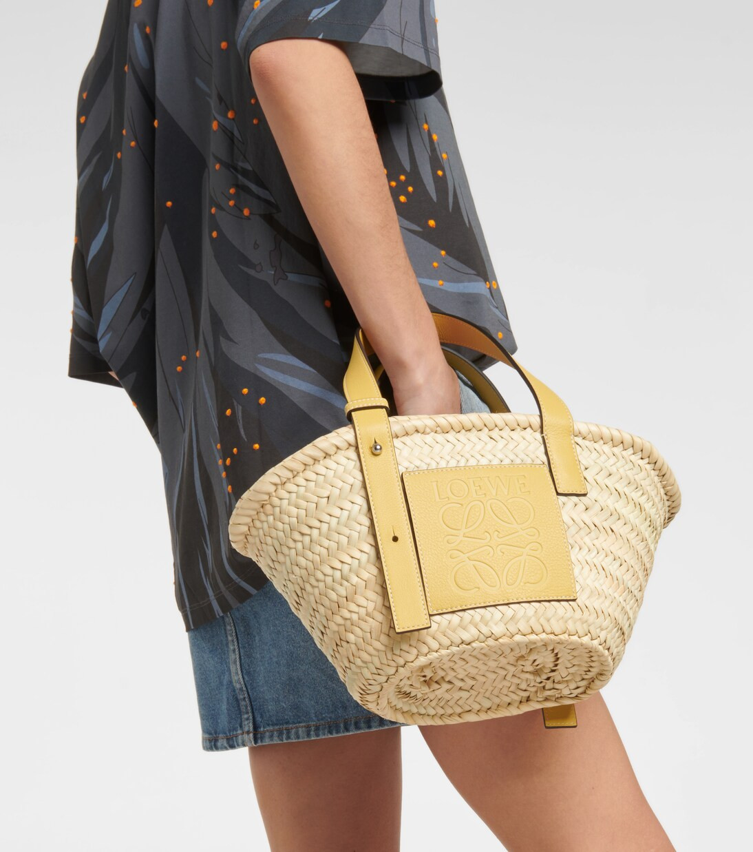 x Howl's Moving Castle Small leather-trimmed basket tote bag | Mytheresa (US/CA)