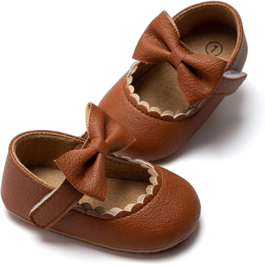 HsdsBebe Infant Baby Girls Mary Jane Flats Bow Non-Slip Soft Sole Princess Toddler First Walkers ... | Amazon (US)