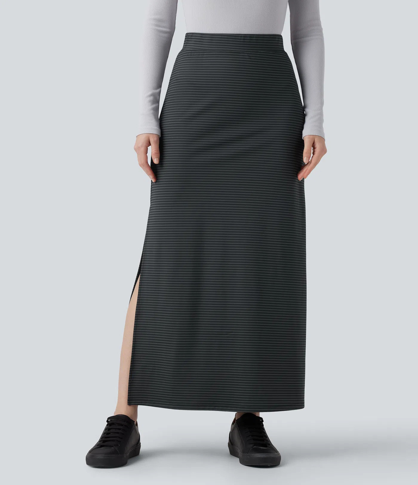 Women’s High Waisted A-Line Stripe Maxi Casual Skirt - Halara | HALARA