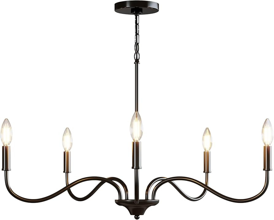 Tribesigns Black Chandelier, 5-Light Chandeliers for Dining Room Lighting Fixtures Hanging, Penda... | Amazon (US)