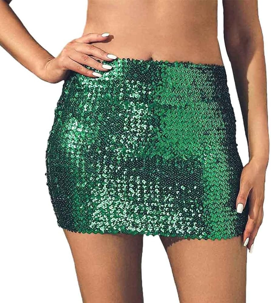 GRAEEN Women's Sequin Skirts Stretchy Bodycon Mini Skirt Sparkle High Waisted Pencil Skirt Night ... | Amazon (US)