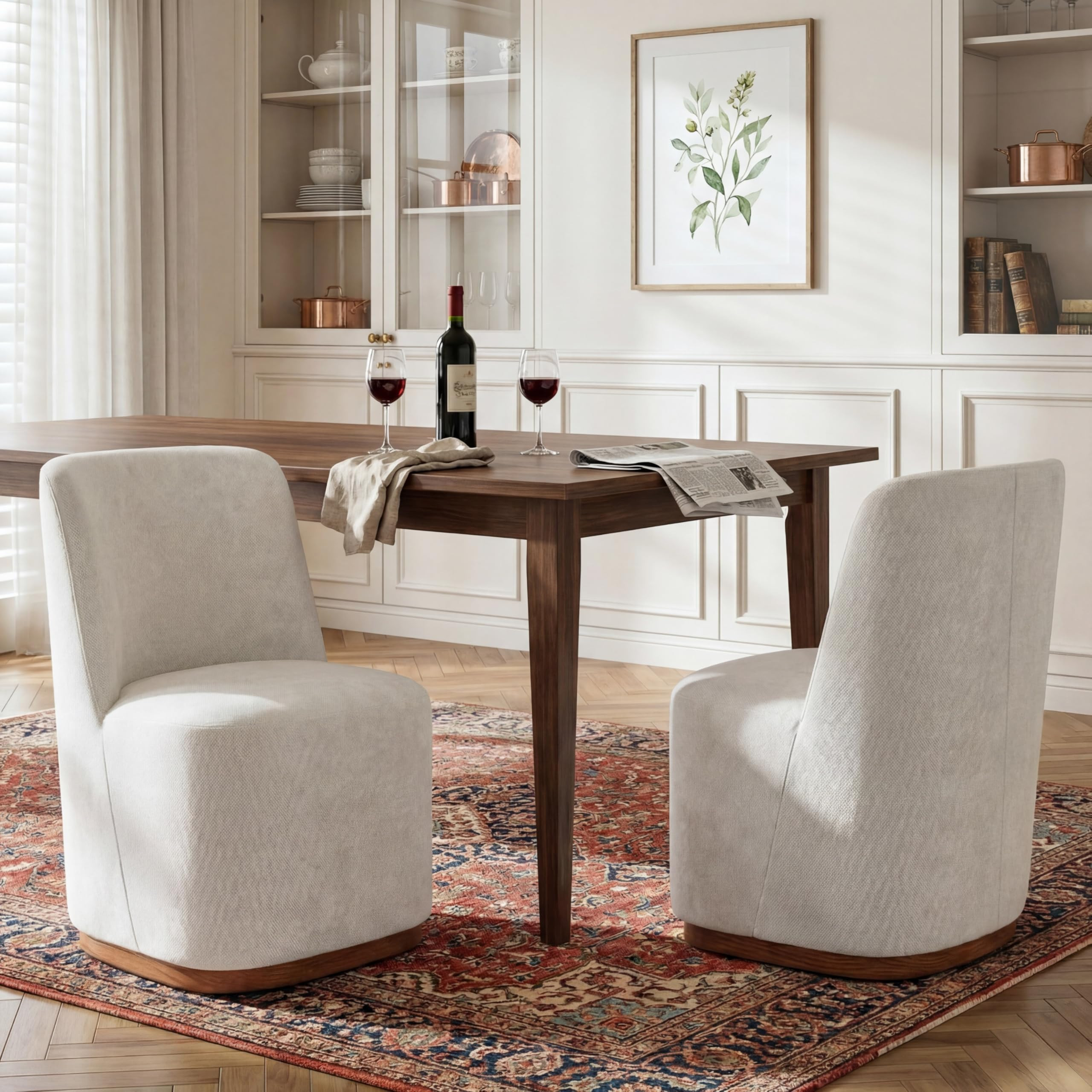 Amazon.com - Christopher Knight Home Lucy Chenille Upholstered Dining Chairs Set of 2, Sturdy Woo... | Amazon (US)