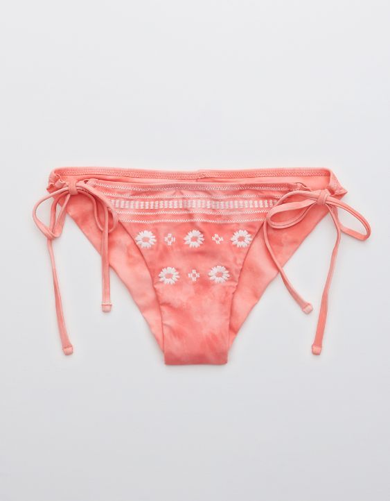 Aerie Embroidered Tie Cheekier Bikini Bottom | American Eagle Outfitters (US & CA)