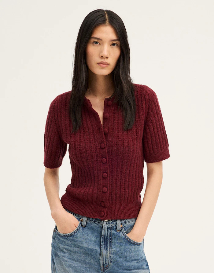 Textured-Stitch Cardigan in Cozy Cotton | Madewell