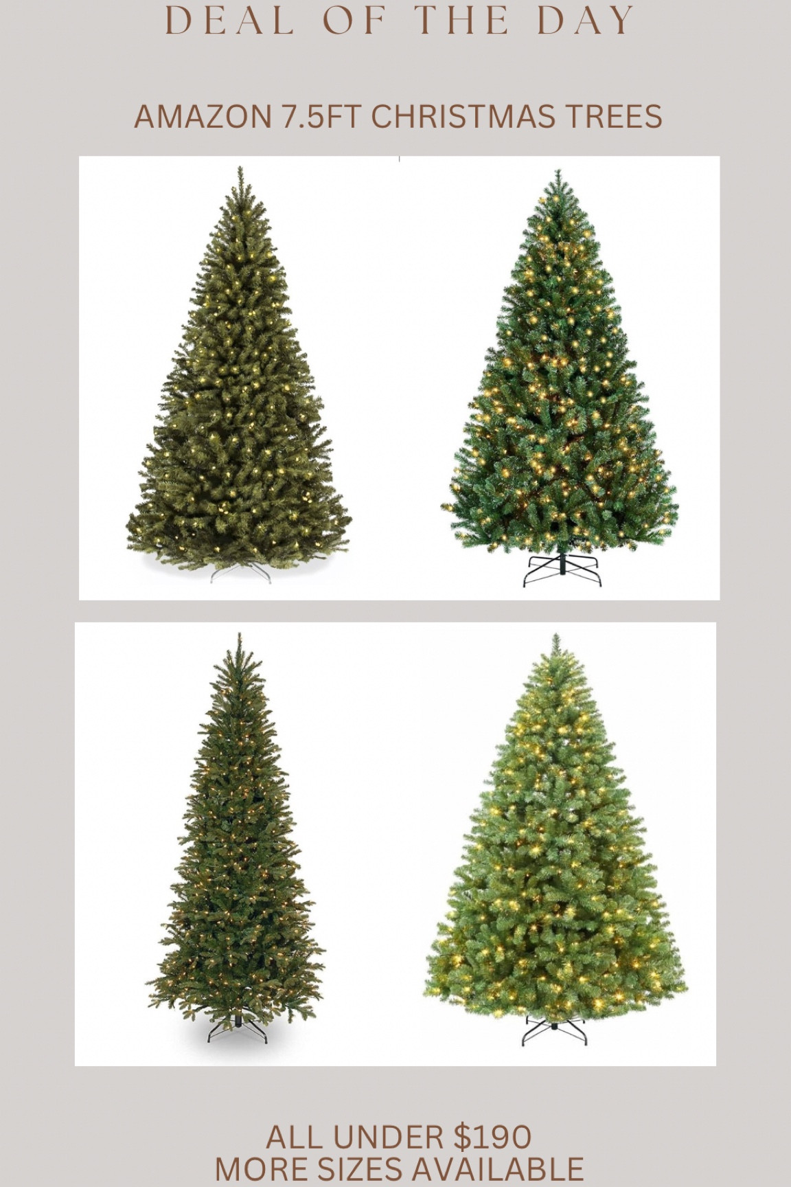 Rounded up some of the best reviewed & priced 7.5ft pre lit Christmas trees on Amazon / all under $190!! 

More sizes (at different prices) available 

#LTKHoliday #LTKHome #LTKSeasonal