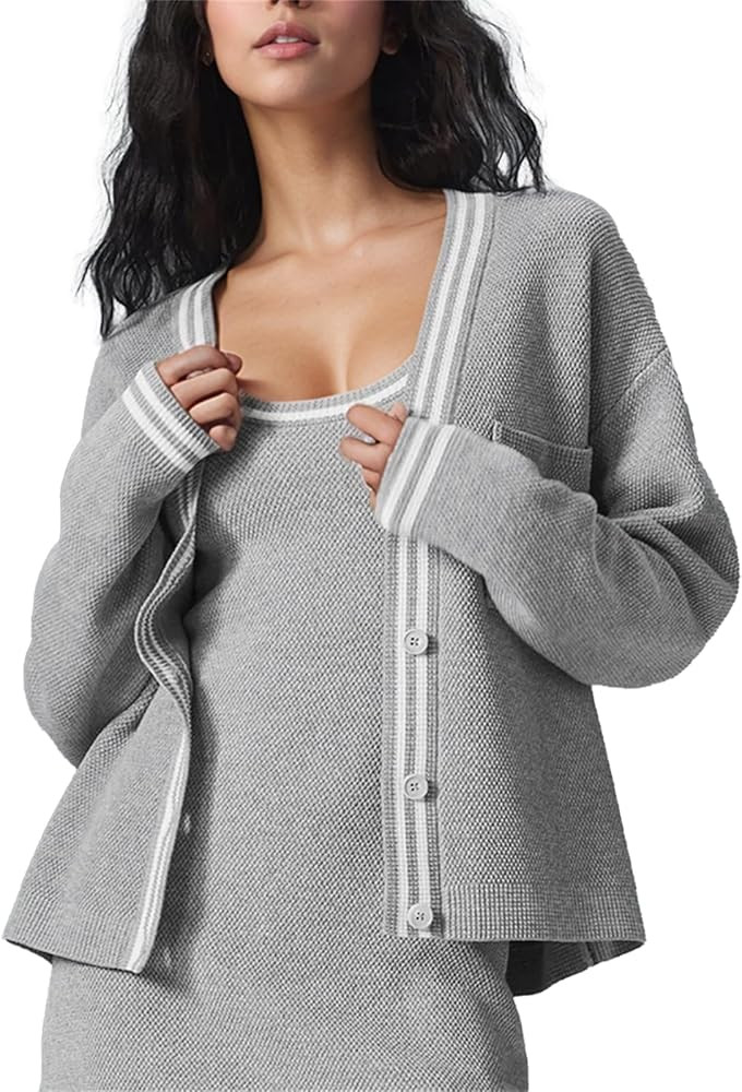 Women's Cardigan Sweaters Oversized Color Blocked V Neck Button Down Open Front Knit Long Sleeve ... | Amazon (US)
