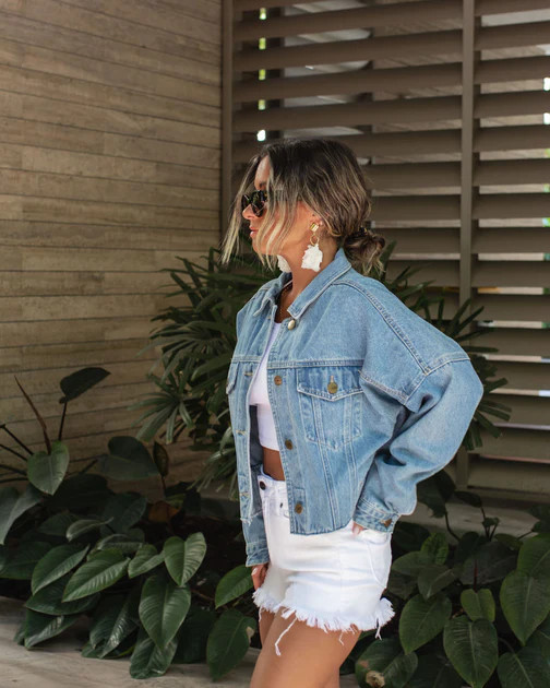Ashton Frayed Hem Denim Jacket - Blue | VICI