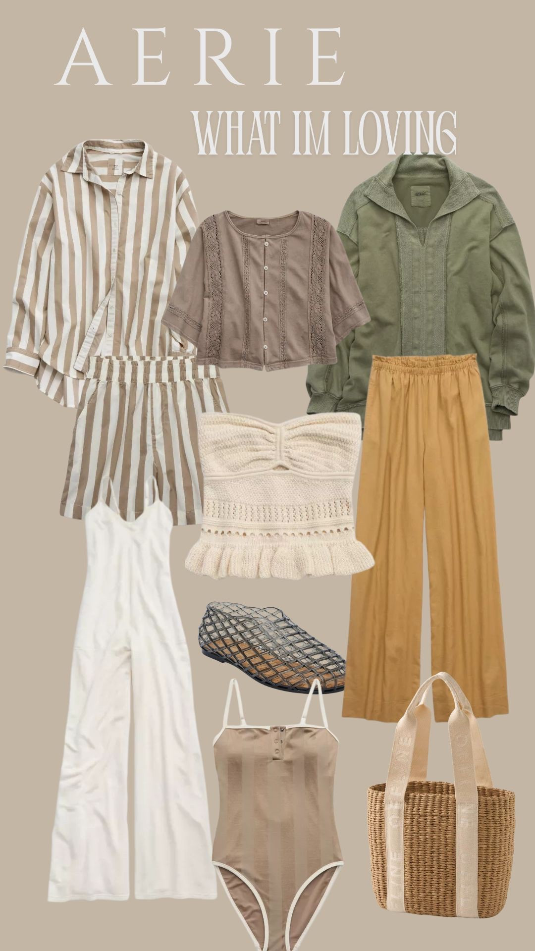 So many cute summer stuff at Aerie right now and most of it is on sale!! Jumpsuit, shorts, tops, bag, jelly shoes  

#LTKStyleTip #LTKSaleAlert #LTKItBag