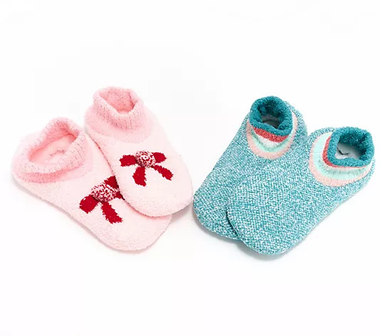 MUK LUKS Set of 2 Vitamin E Infused Festive Booties - QVC.com | QVC