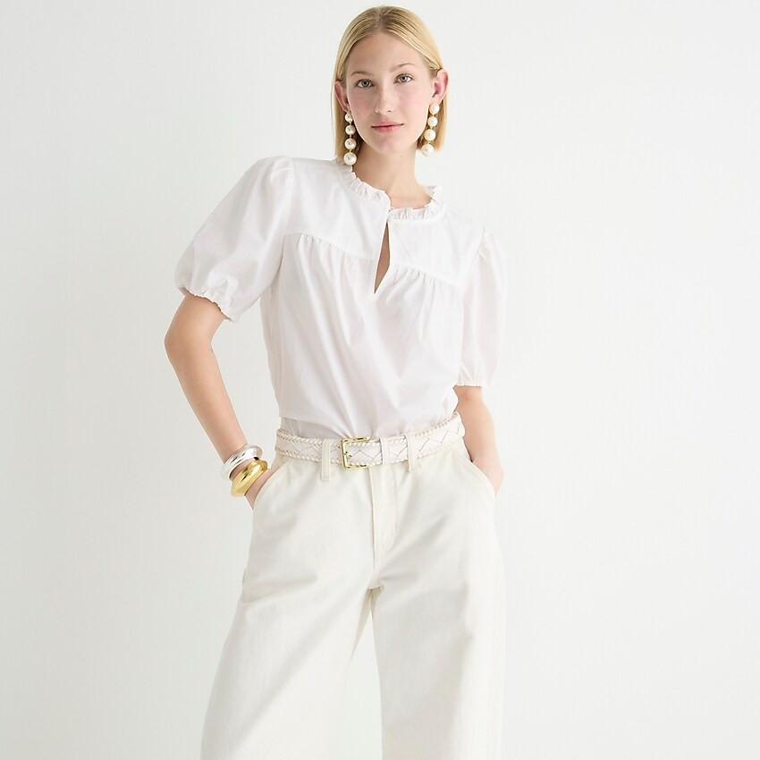 Ruffleneck short-sleeve cotton top | J. Crew US