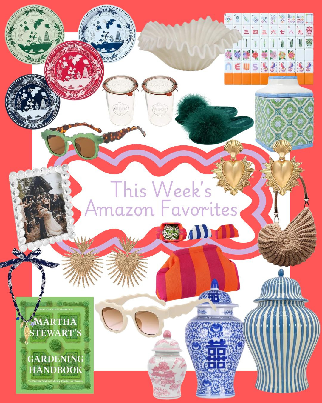 current favorites, favorite finds, pavilion paper, maximalist, colorful decor, southern decor, Amazon favorite, Mahjong, ginger jars, gold earrings, bandana necklace 

 #LTKHome #LTKFindsUnder50 #LTKFindsUnder100