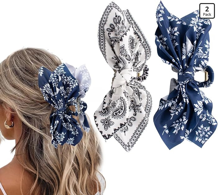 Bow Claw Hair Clips 2PCS Paisley Big Hair Bows for Women Butterfly Styling Large Hair Clips for T... | Amazon (US)