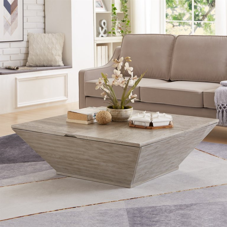 Gexpusm Farmhouse Coffee Table with Storage, Retro Square Wood Center Table for Living Room, Hand... | Walmart (US)