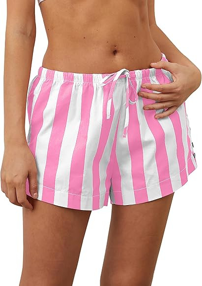 MISSACTIVER Drawstring Striped Boxer Shorts for Women Low Rise Wide Leg Casual Shorts Pajama Bott... | Amazon (US)
