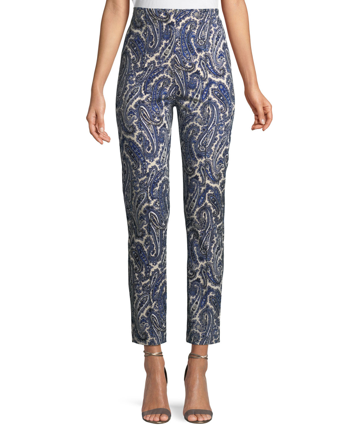 Mid-Rise Paisley Skinny Pants | Bergdorf Goodman
