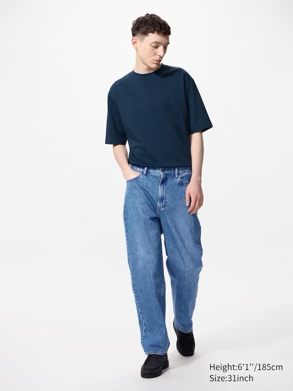 Men’s wide leg blue jeans 